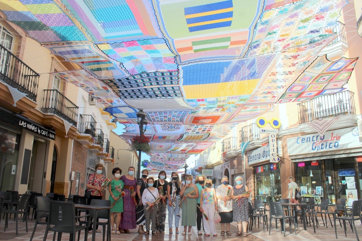 Massive Crochet Canopy Provides Color and Shade in Hot Spanish Town