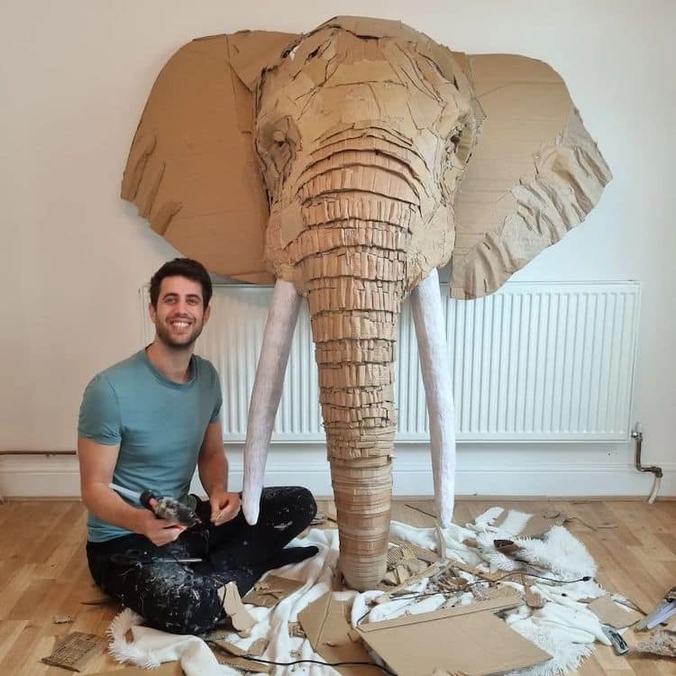 Realistic Animal Sculptures Are Made From Upcycled Cardboard