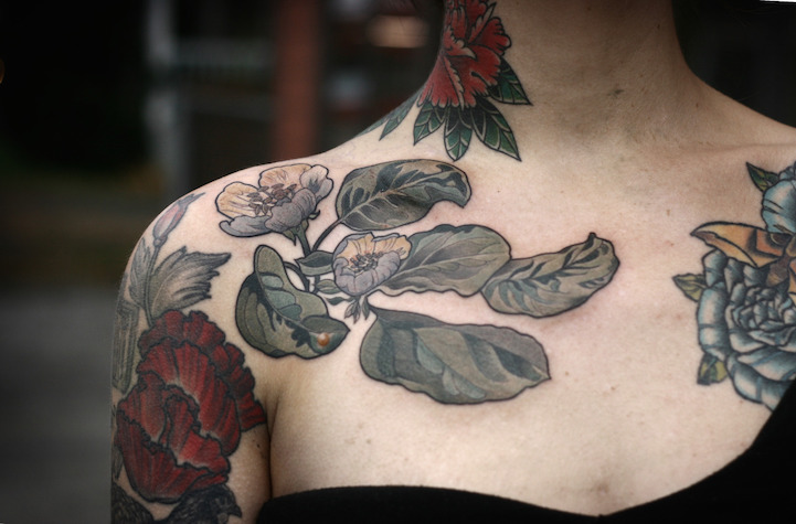 Exquisitely Beautiful Botanical Tattoos by Alice Carrier