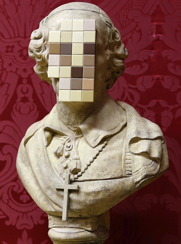 Banksy's New Pixelated Sculpture Cardinal Sin