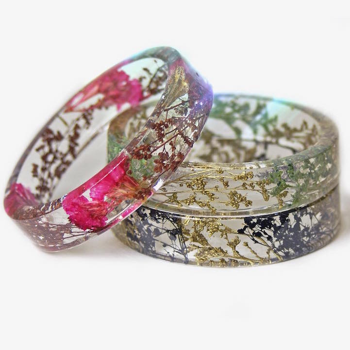 Handcrafted Jewelry Contains Delicate Pieces of Nature Encased in Resin