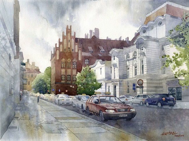 Beautiful Watercolor Street Scenes by Grzegorz Wrbel