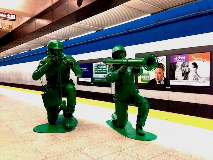 Halloween Couple in Homemade Green Army Men Costumes
