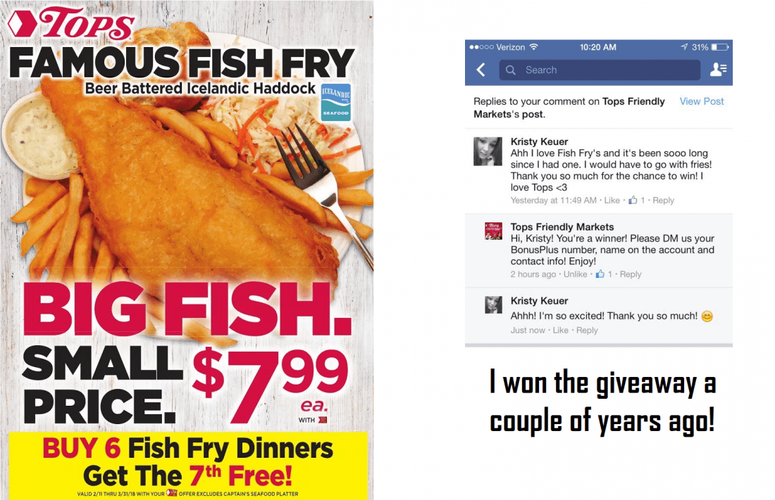 It's Back Buy 6 Fish Fry Dinners at Tops, Get the 7th FREE! My