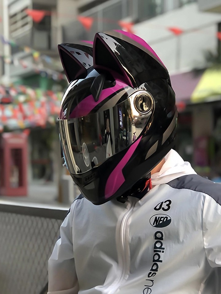Cat Ear Helmet for Motorcycle DOT Certified