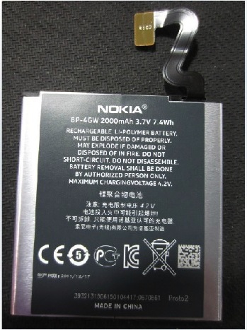 Batteria CellePhone Per Nokia Lumia 920 | Li-Polymer 2000 MAh | Sostituisce BP-4GW | Alta Capacità