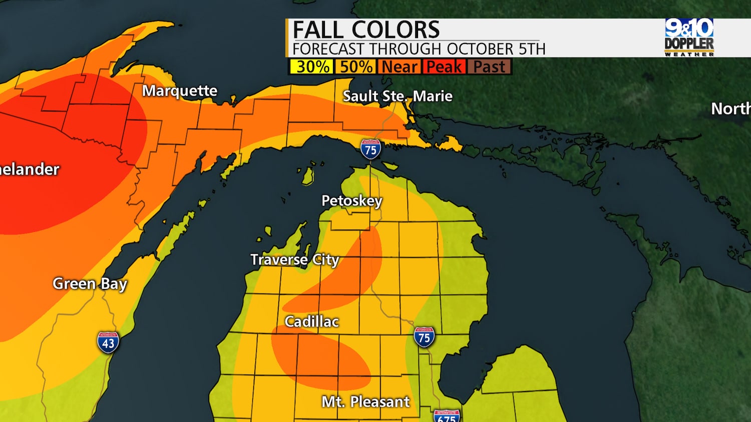 2022 Michigan Fall Colors Map Northern Michigan Fall Color Map