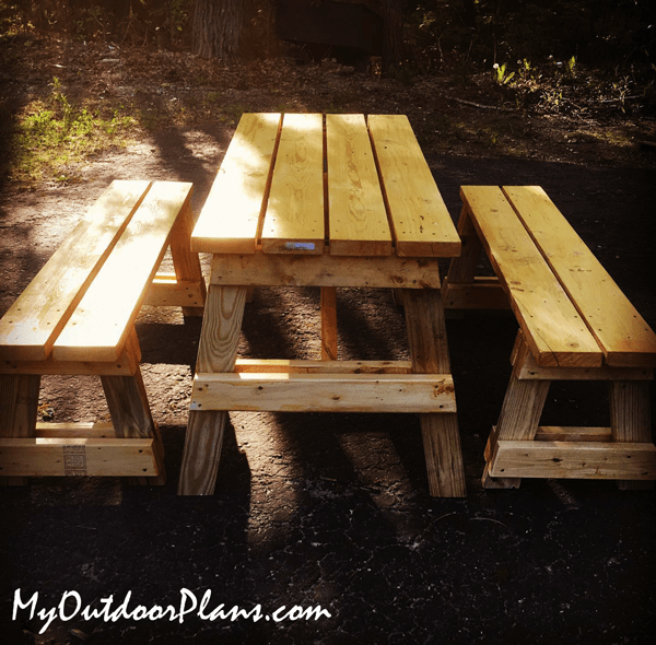 DIY 5 ft Picnic Table with Separate Benches MyOutdoorPlans