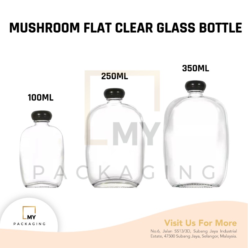 MUSHROOM GLASS BOTTLE 100ML350ML WITH BLACK CAP My Packaging Sdn Bhd