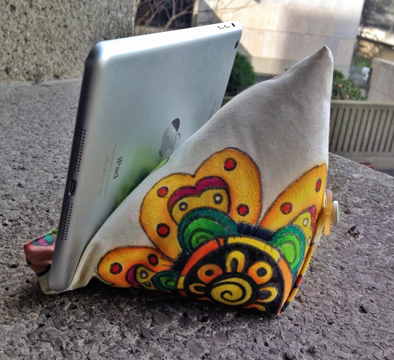 iPad mini beanbag with hand painted fabric tutorial Sewn Up