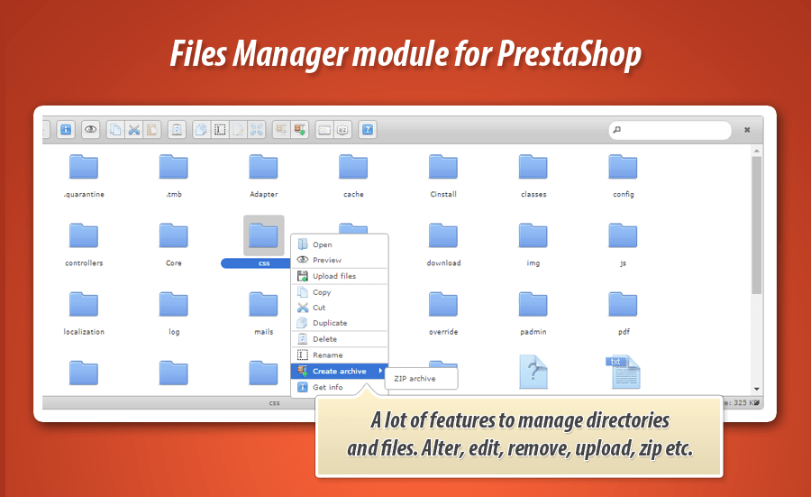 Media manager module manage shop files from back office