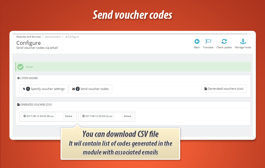 Module to send emails with voucher codes 1.7, 1.6, 1.5