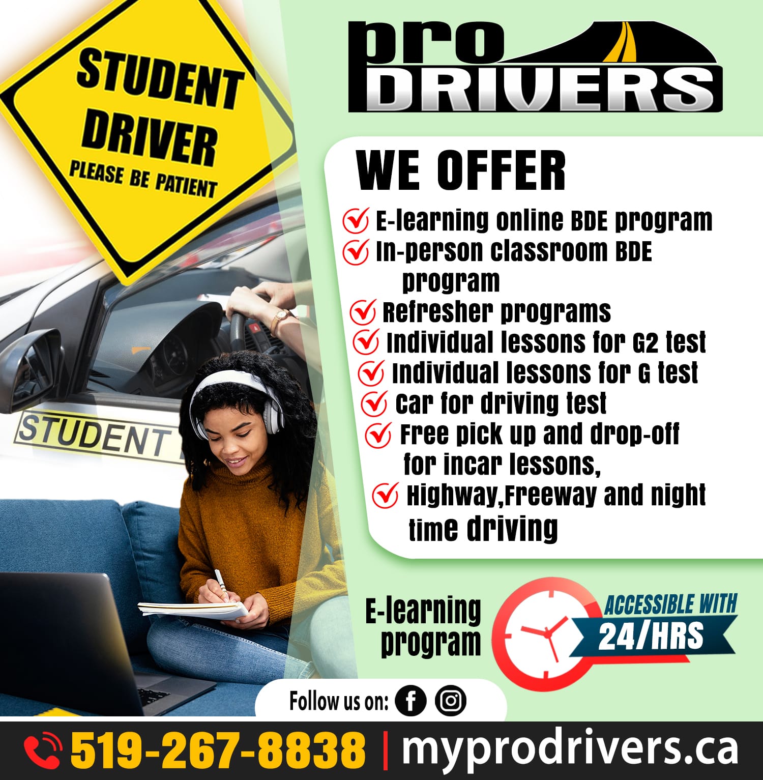 Pro Drivers Driving School Serving Brantford, Cambridge, Guelph, Hamilton, Kitchener and