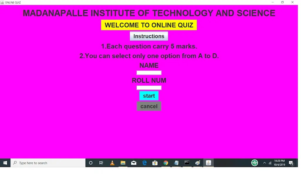 Online Quiz Application Using Java Gui With Complete Source Code