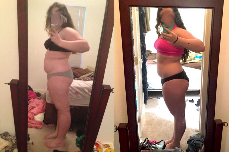 Before and After 15 lbs Weight Loss 5'5 Female 225 lbs to 210 lbs