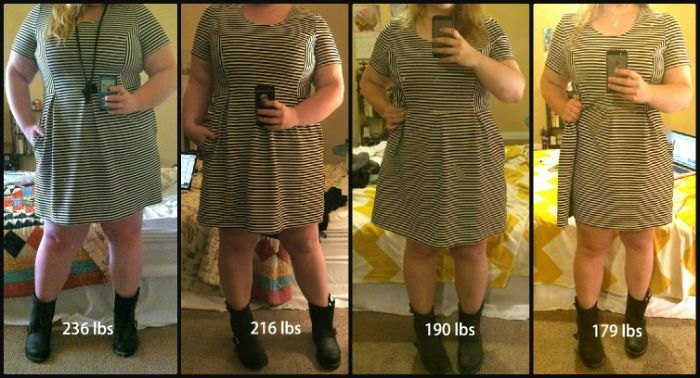 5'4 Female Before and After 57 lbs Weight Loss 236 lbs to 179 lbs