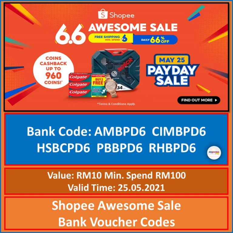 Lazada 6.6 + Shopee 6.6 Vouchers and Promo Code mypromo.my
