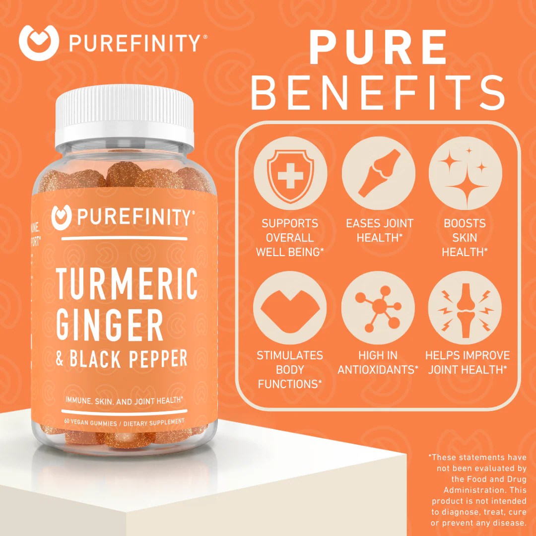 Turmeric Ginger and Black Pepper Gummies PUREFINITY