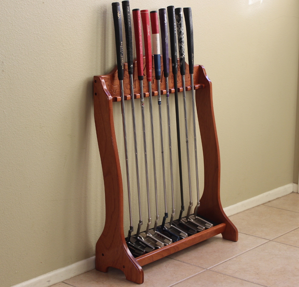 Custom built putter and headcover display racks