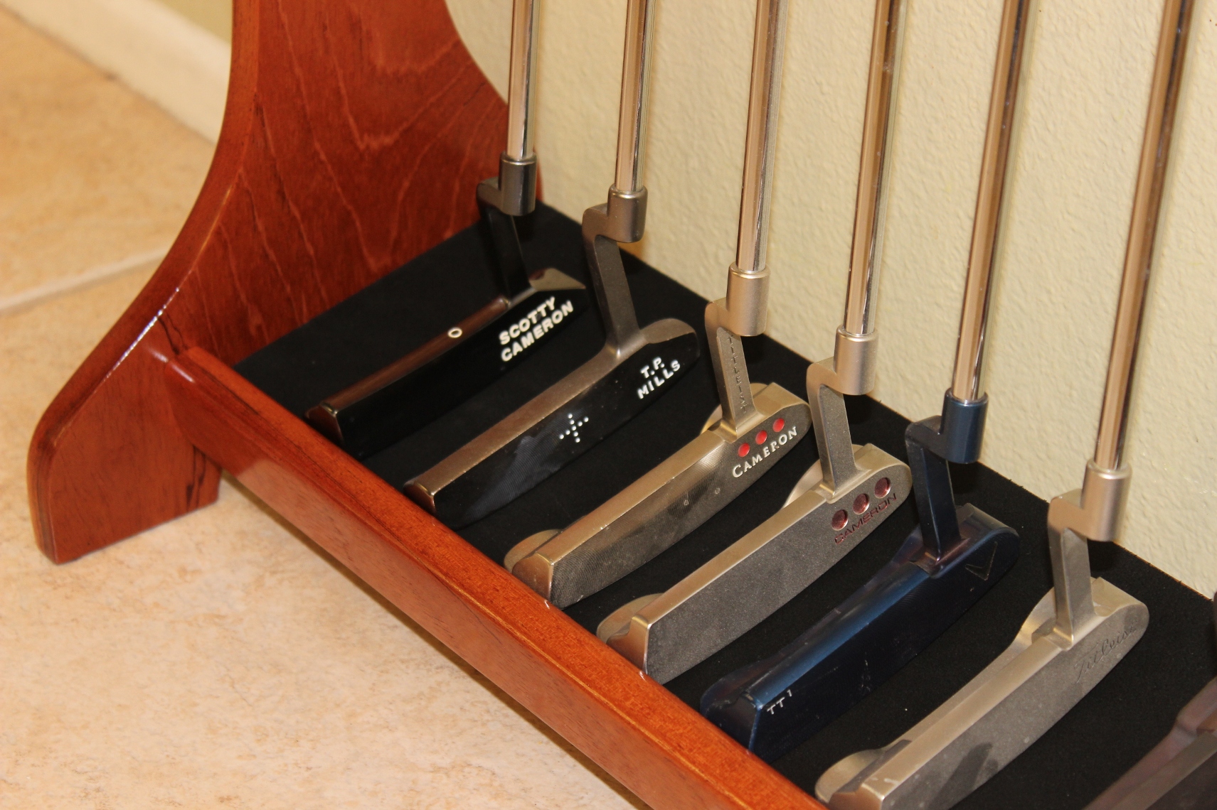 Custom built putter and headcover display racks