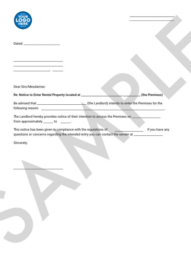 Notice to Enter a Rental Property Recourse