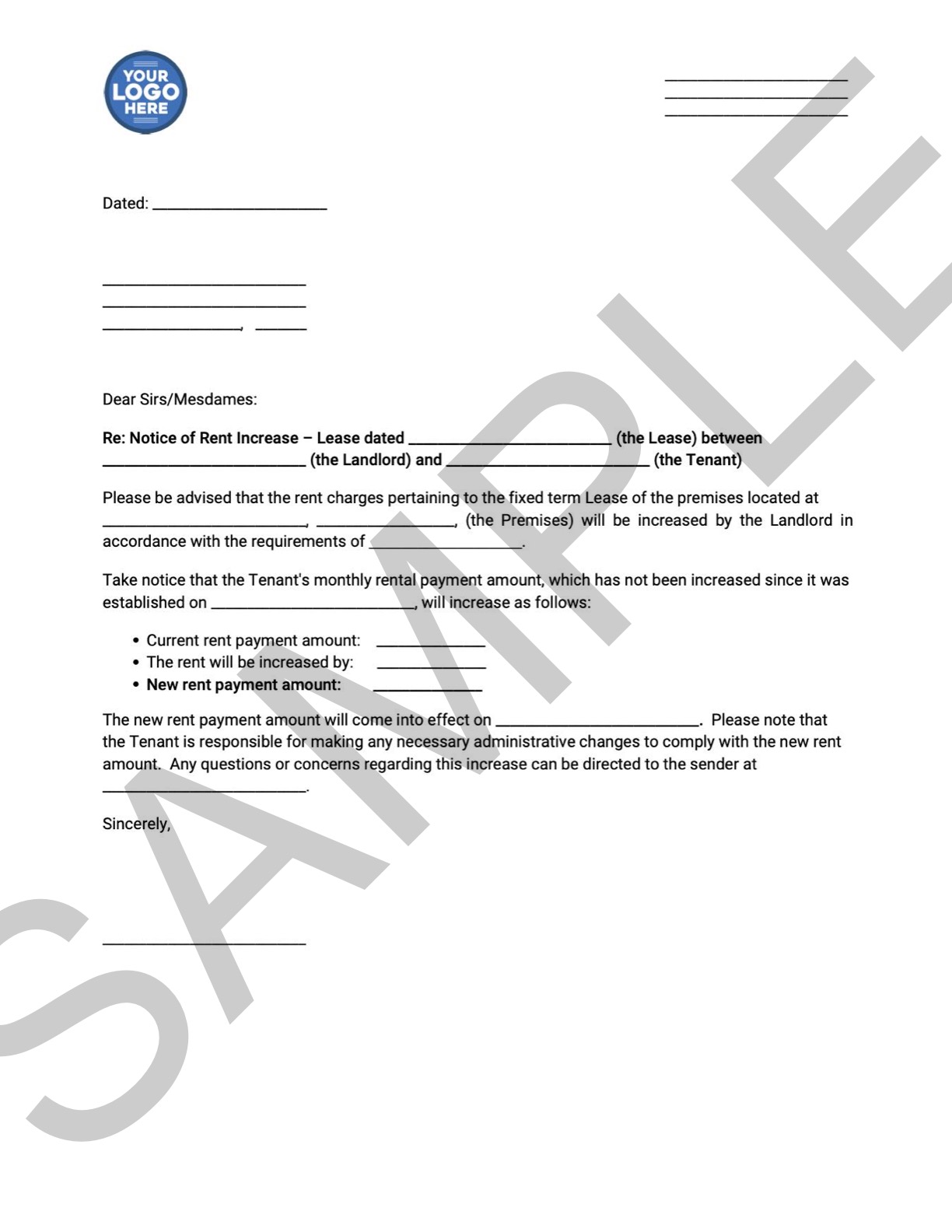 Notice of Rent Increase Recourse