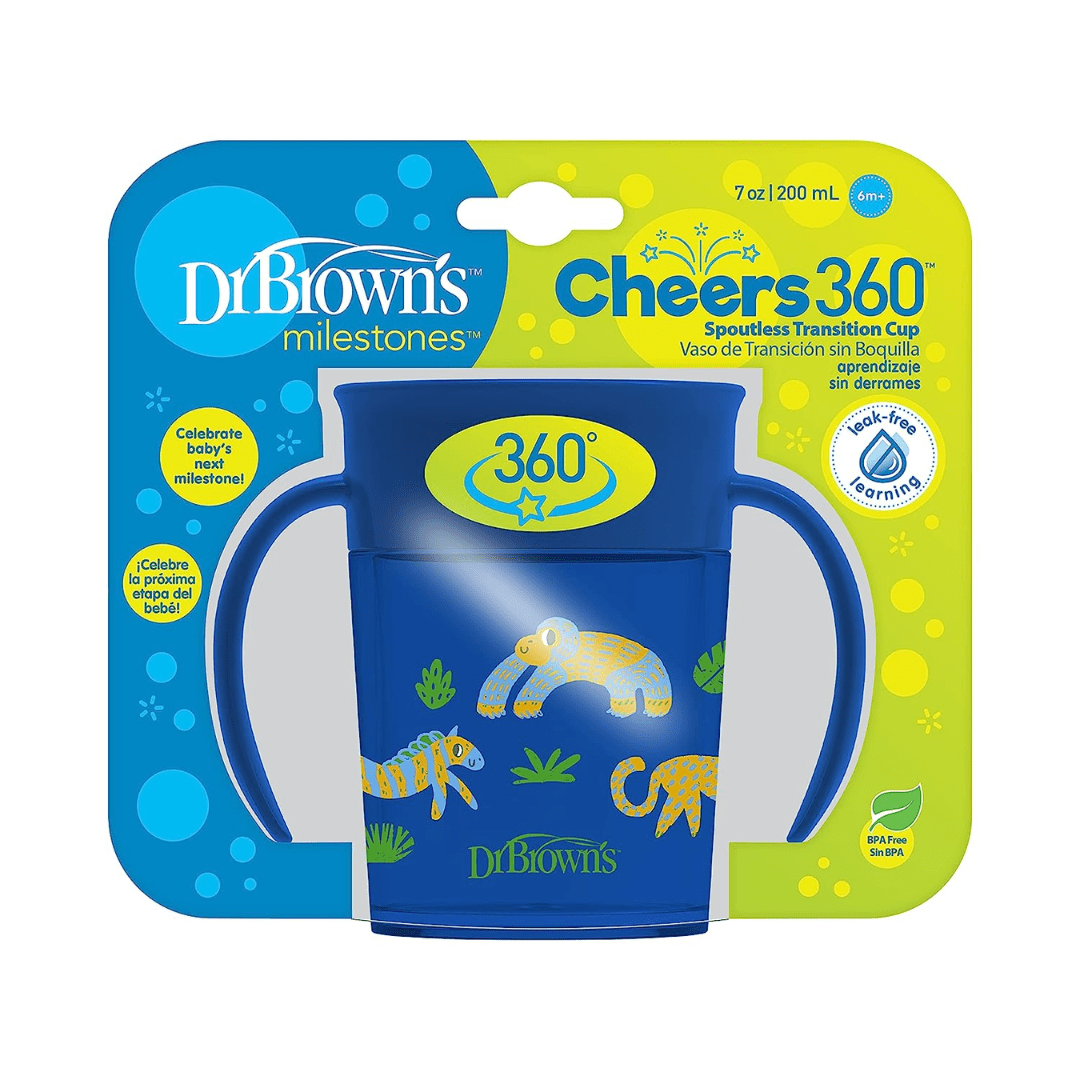 Dr. Brown's Training Sippy Cups Cheers360™ with Handles Blue Animal