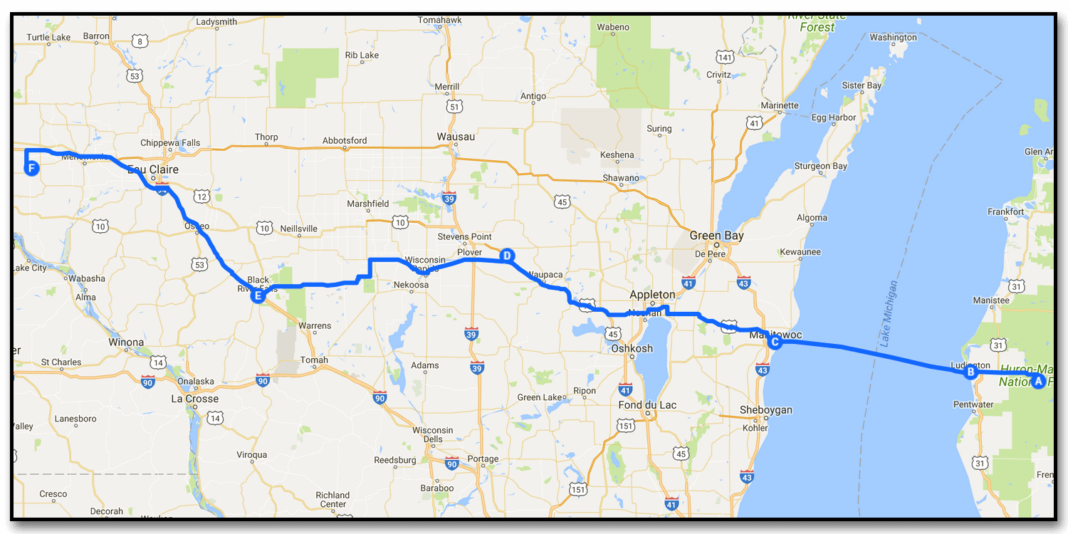 Day 2 Ludington to Eau Galle Recreation Area (594 km) Myriad Computing