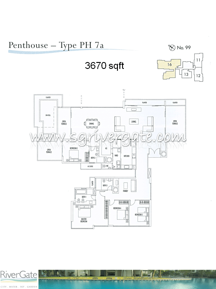 Penthouse 12 types RiverGate, Singapore Condo, Condominium