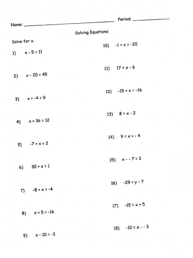 Algebra Worksheets Grade 7 / 7 Best Images of Linear Equations Slope