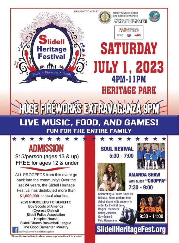 Slidell Heritage Fest celebrates on Saturday, July 1, in Heritage Park