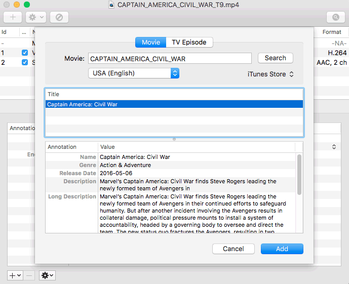 Rip Bluray DVD to MP4 iTunes with Cover Art on macOS