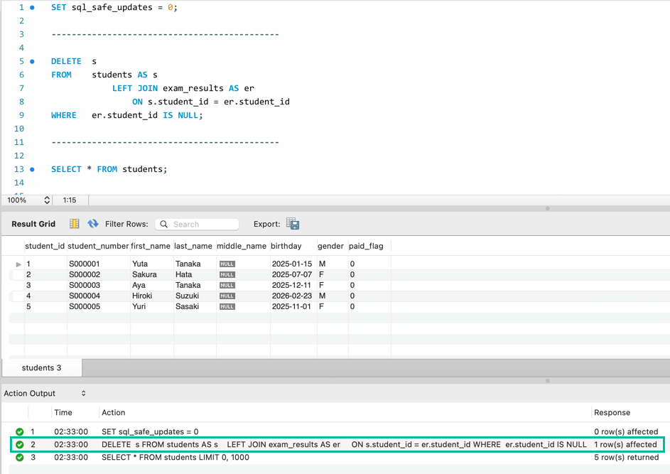 MySQL 複数テーブルを JOIN してデータを削除 (DELETE) MySQL の基礎 MySQL 入門