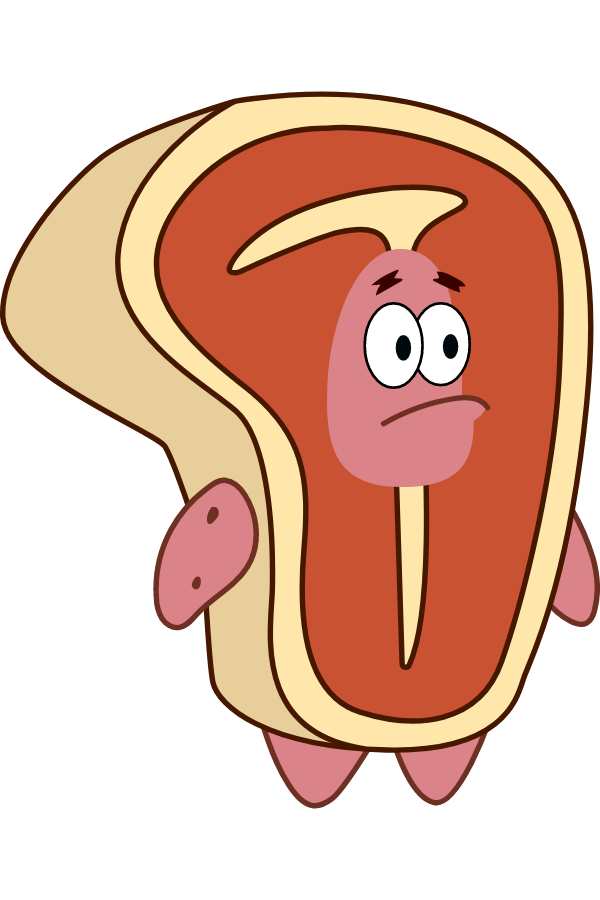 Patrick Star in Steak Costume Sticker Sticker Mania