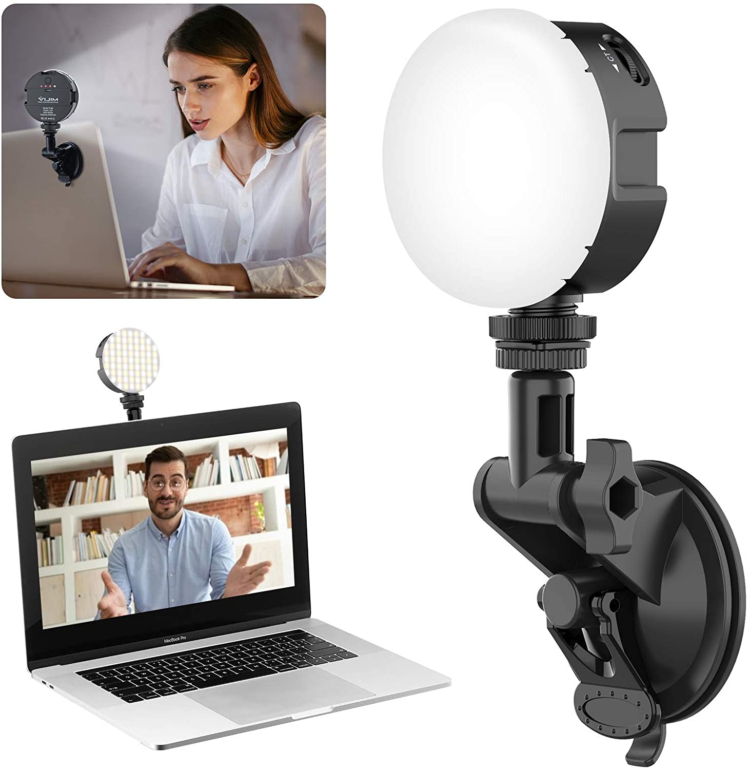 VIJIM VL69 Laptop Mini Video Light Kit with Suction Cup Great For