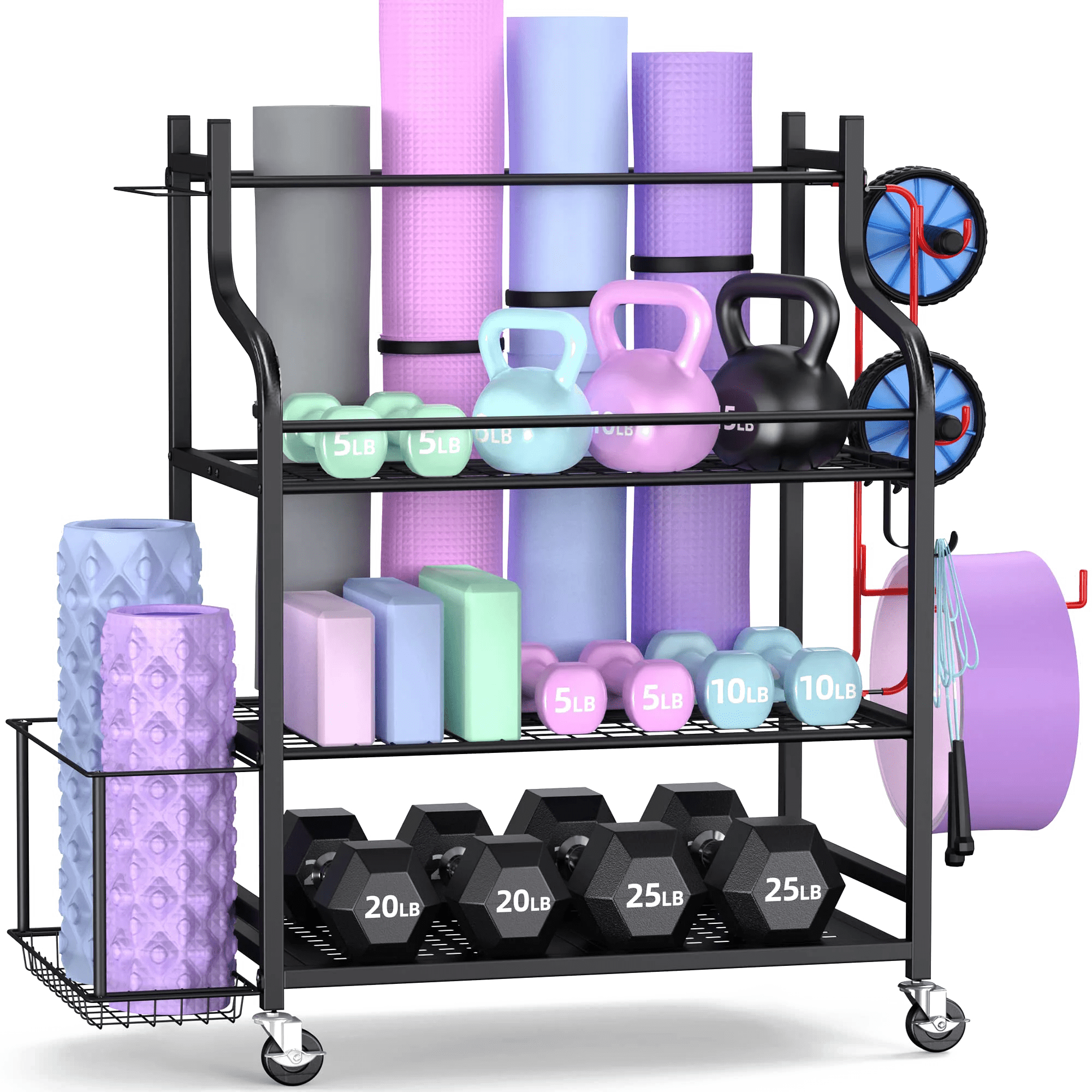 Home Gym Storage Rack for Yoga Equipment, Black Mythinglogic