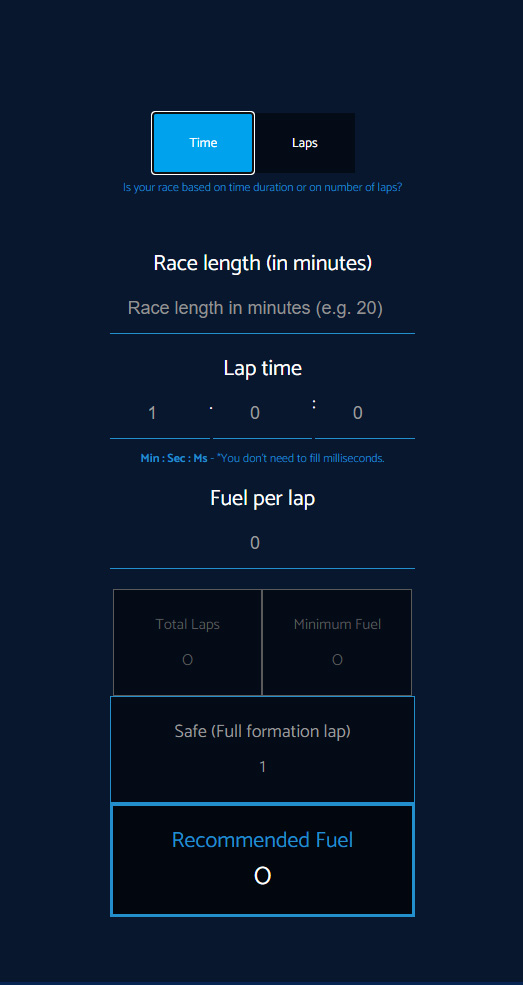 Introducing Simracing Race Fuel Calculator