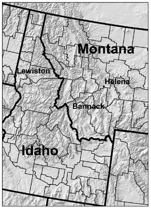 Idaho Montana Border Map