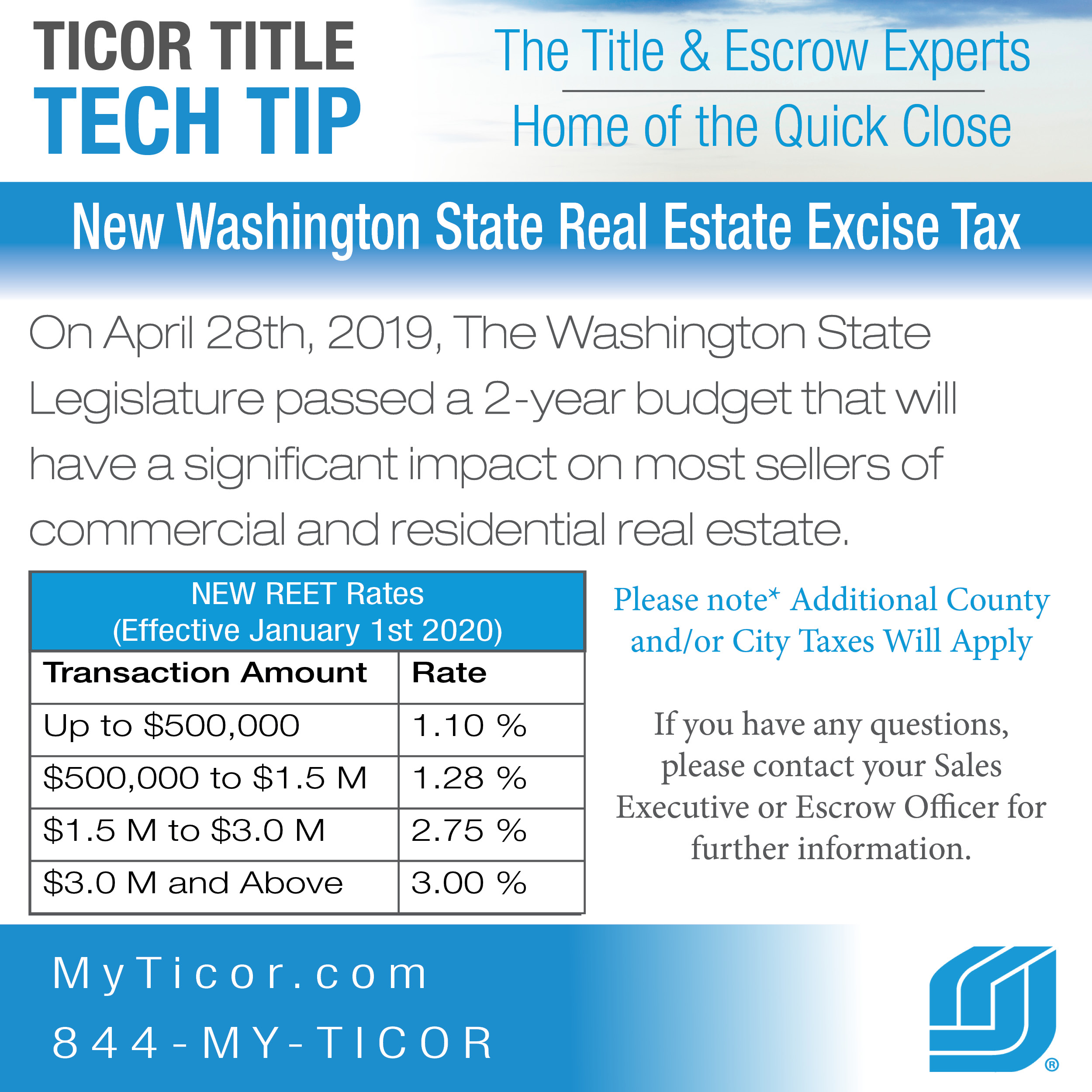 Ticor Tech Tip Washington State Real Estate Excise Tax MyTicor