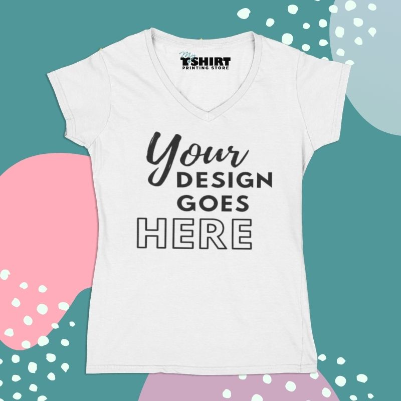 Plain White Women’s VNeck TShirt for Customized Printing My TShirt