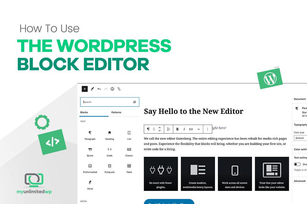 How to Use the WordPress Block Editor MyUnlimitedWP Low Cost