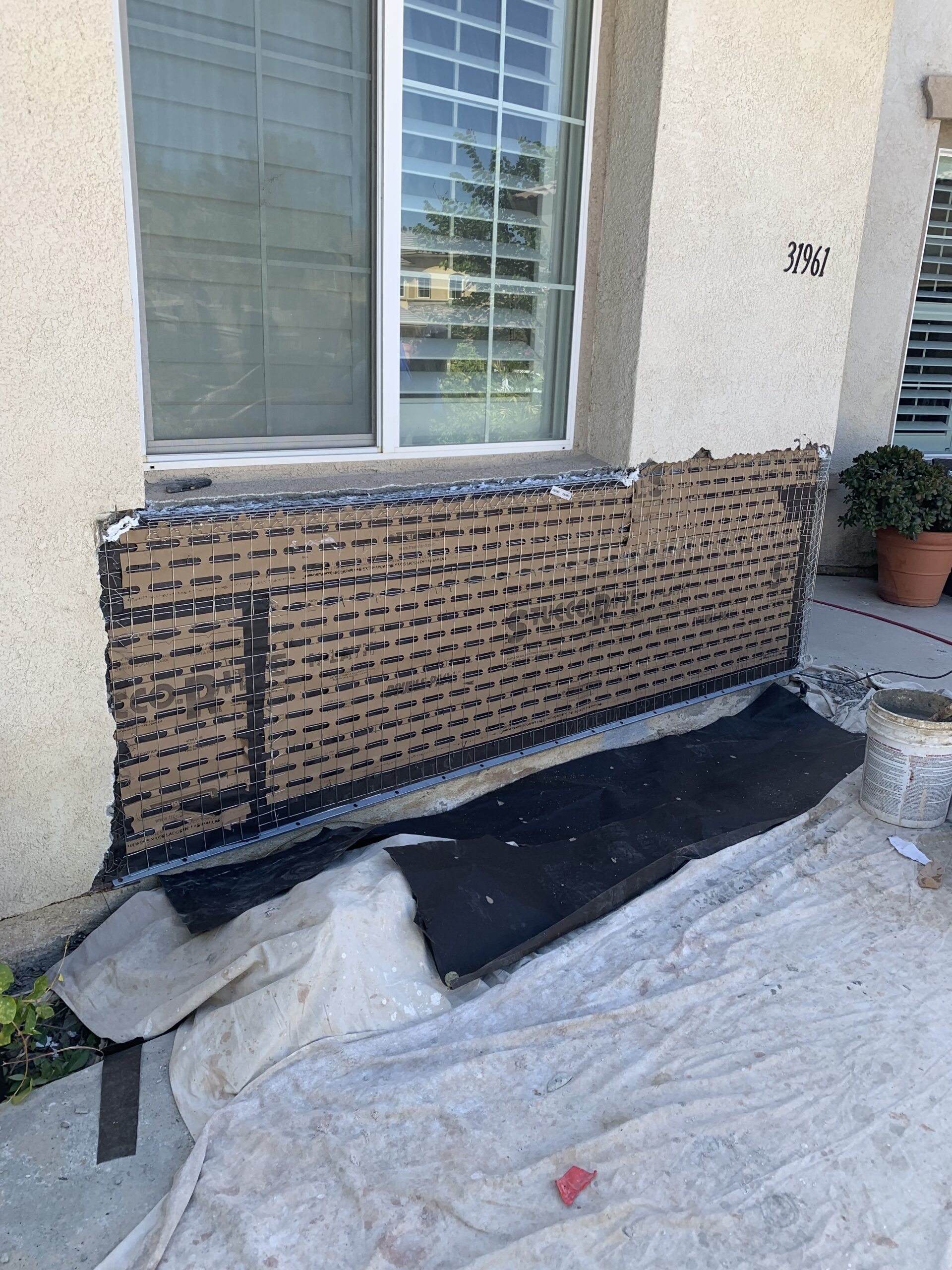 Stucco Repair 3 (before, during & after)