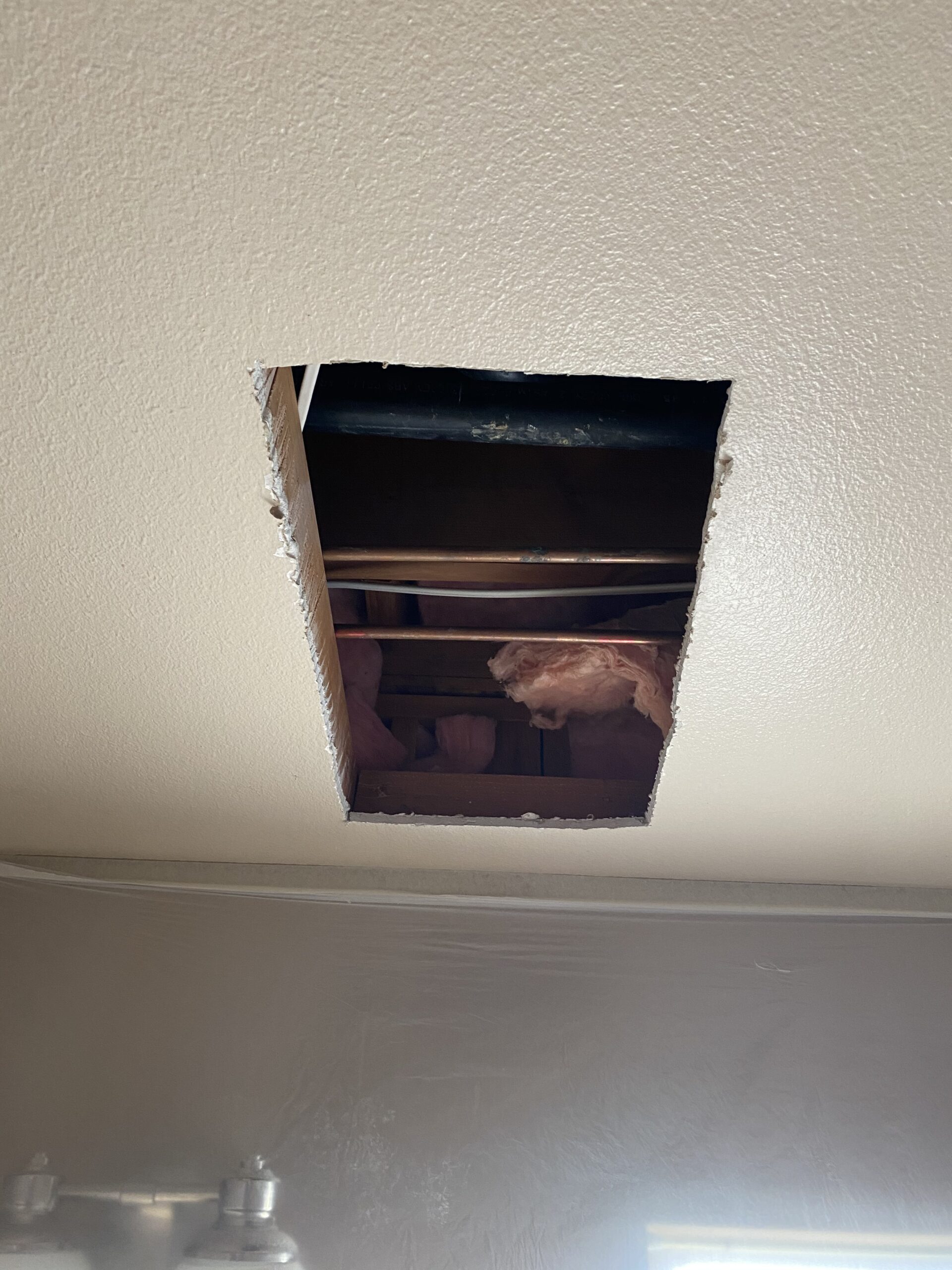 Bathroom Ceiling Drywall Repair (before & after)