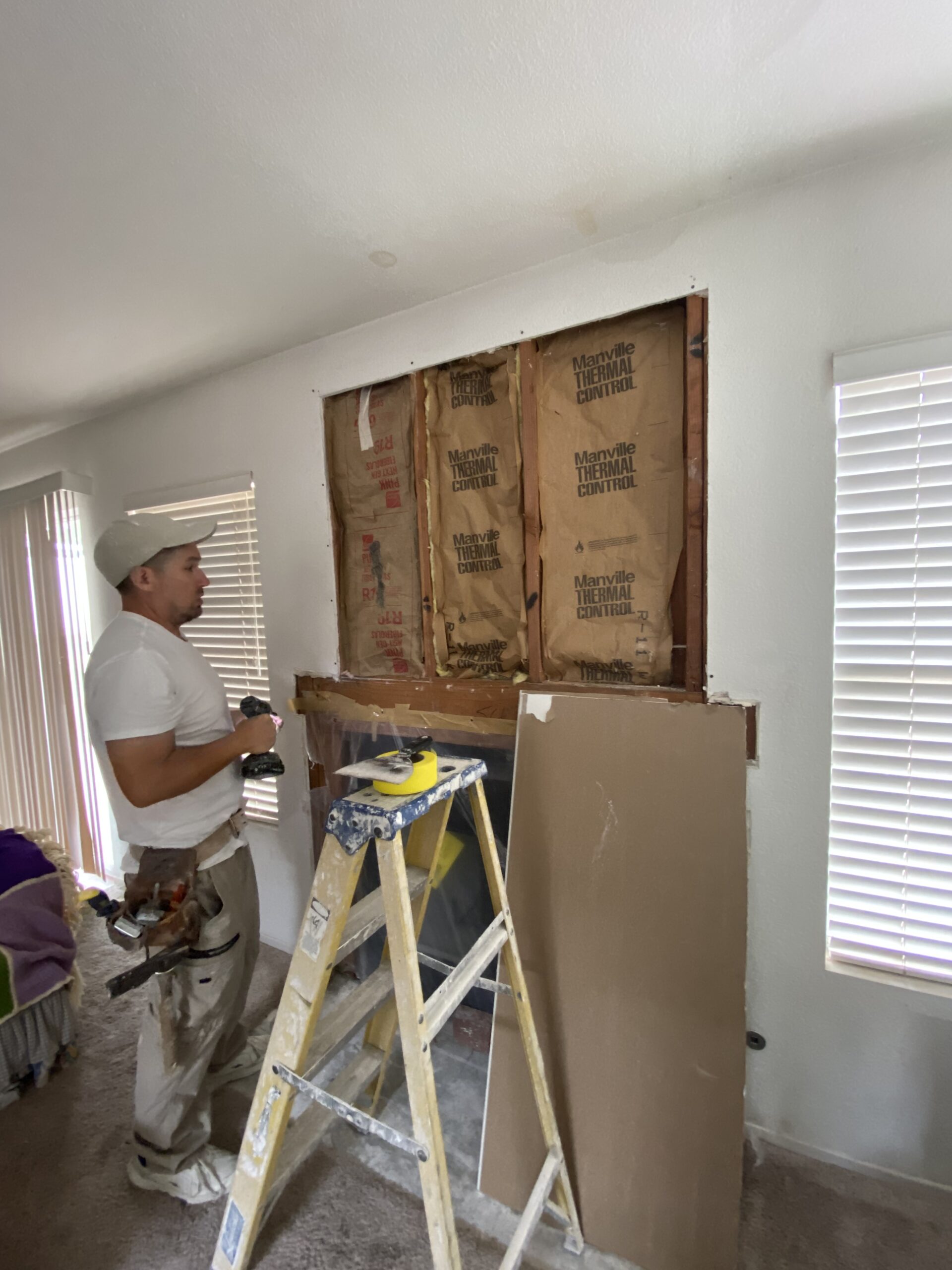 Fireplace Drywall Repair 2 (before & after)