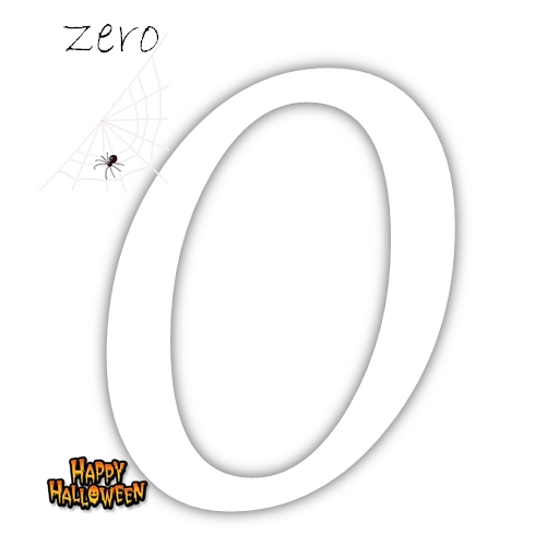 Kindergerten Worksheet Color the number 0 (zero) Halloween Theme