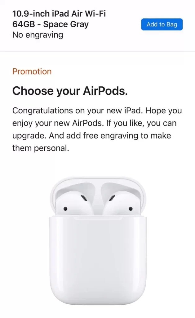 Get Free Airpods When You Buy iPads or Macs