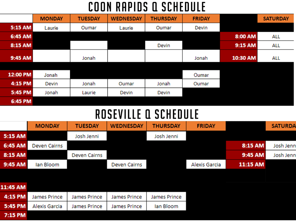 MN Q Schedule Xperience Fitness