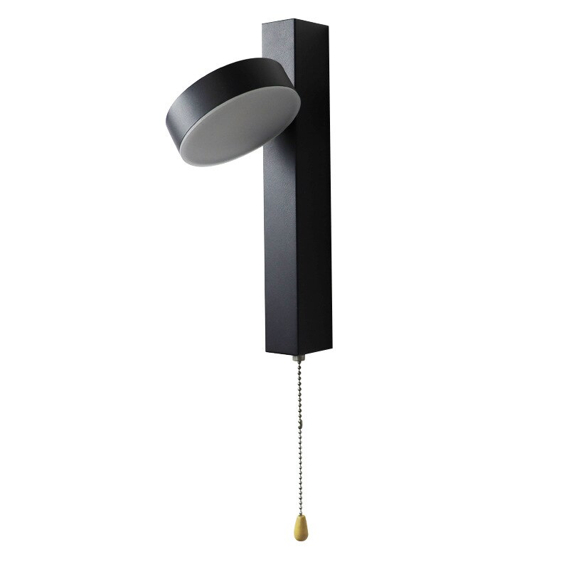 Modern minimalist black LED angle adjustable, pull switch wall light