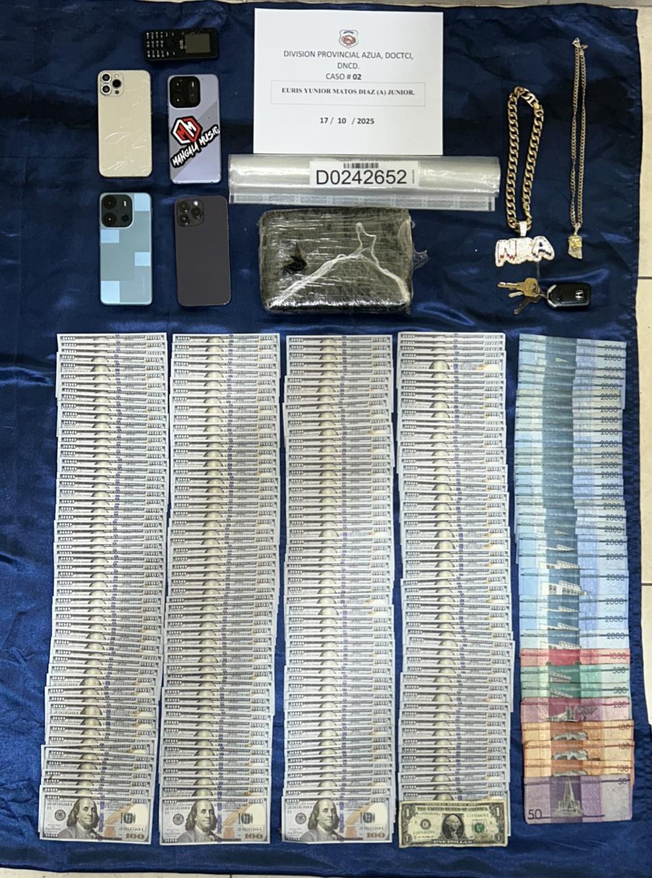 DNCD arresta a dos hombres en Azua y ocupa más de 7 mil gramos de presunta cocaína