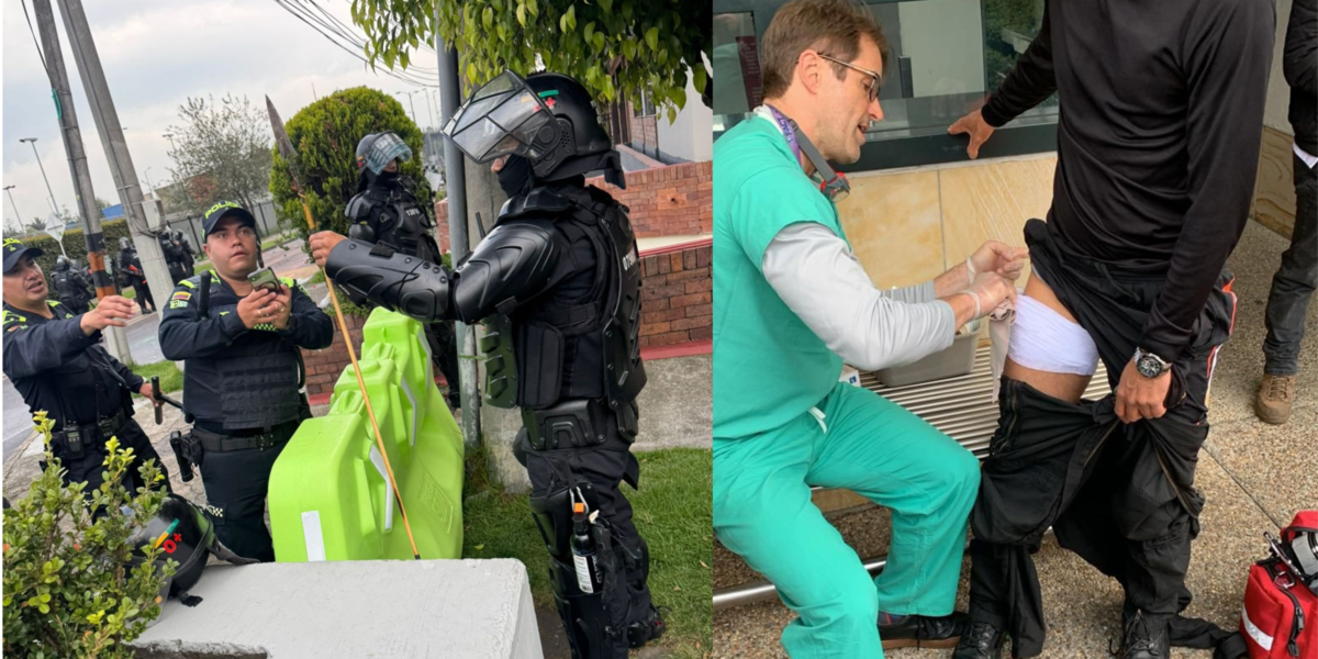 Cuatro policías resultaron heridos con flechas durante una protesta frente a la embajada de USA en Bogotá